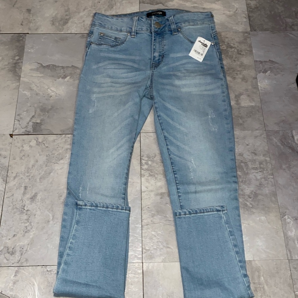 Size 2 women brand new Charlotte Russe Refuge blue denim jeans refuge